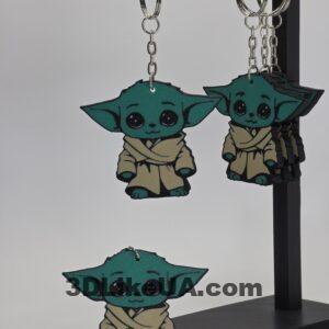 Брелок Baby Yoda плаский двосторонній